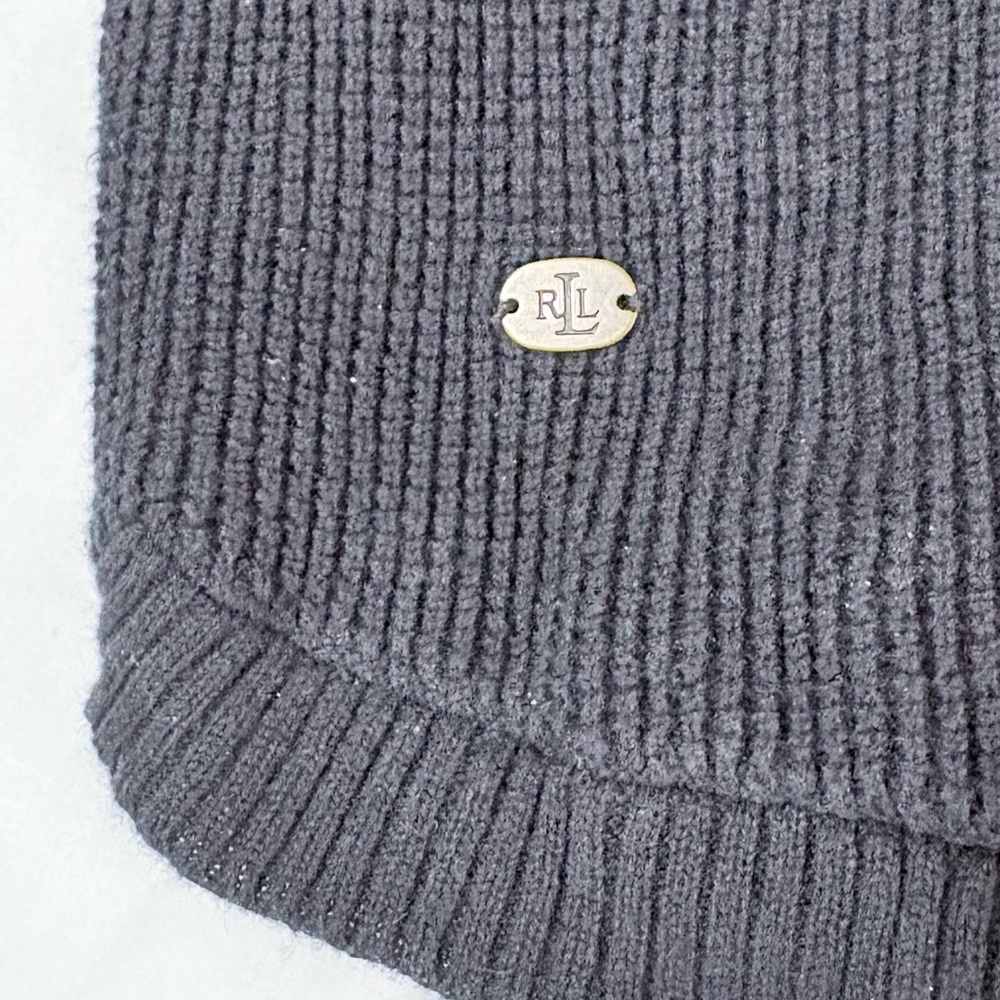 Ralph Lauren Black Waffle-Knit Hooded Long Sleeve Women’s Pullover Shirt Sz S - Picture 6 of 9